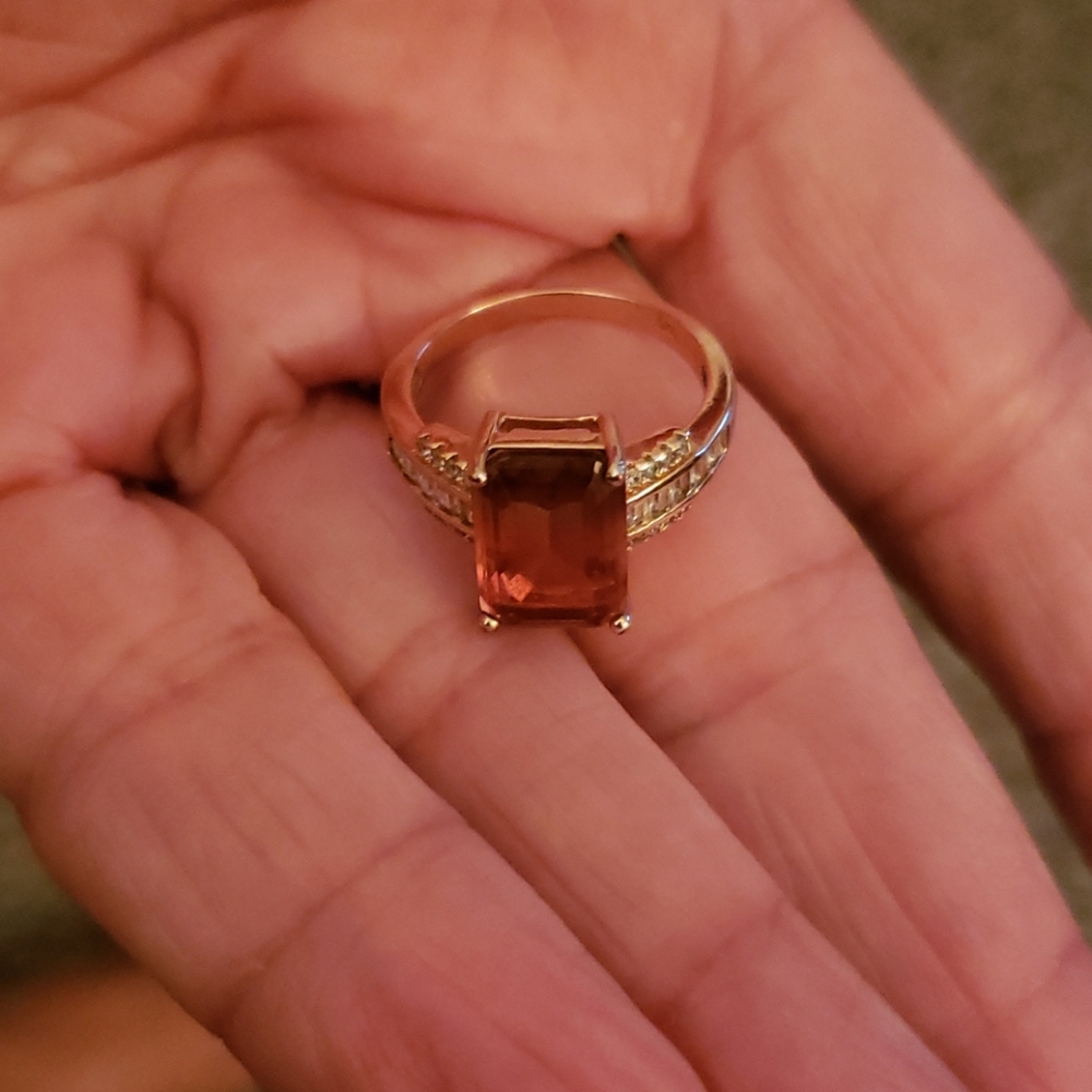 GOLD OVER 925 SS RING. SIMULATED TORMELINE - Picture 3 of 4